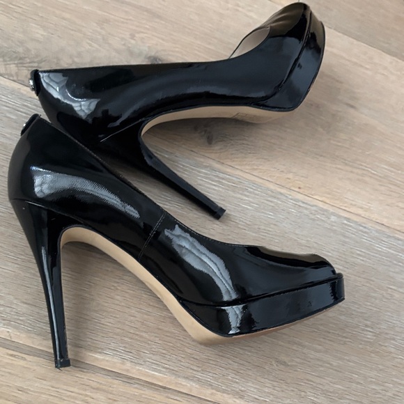 Michael Kors Glossy Black Peep Toe Heels - Picture 8 of 8